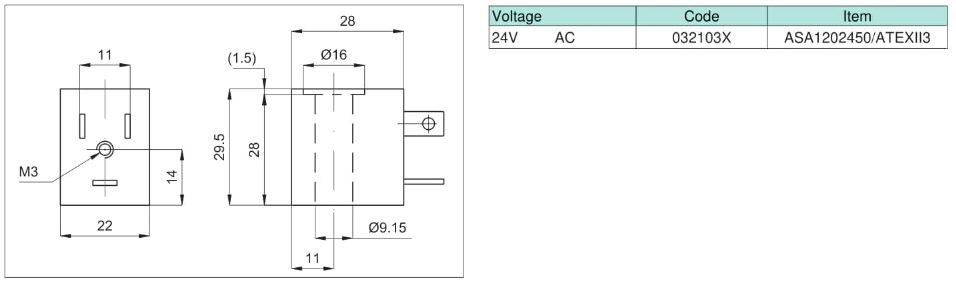 032103X Cewka 24 V AC, seria ASA12 ATEX II3 - API